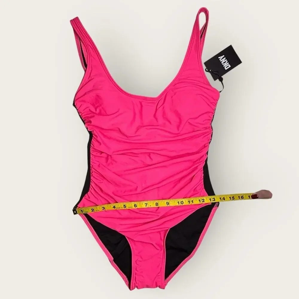 NWT | DKNY |  One-Piece Swimsuit | Hot Pink/Black | Size 6 - Picture 7 of 16